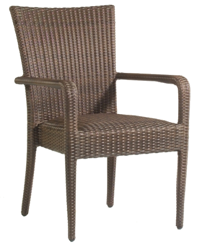  Model WCS593801 All Weather Wicker Padded Seat Dining Arm Chair 