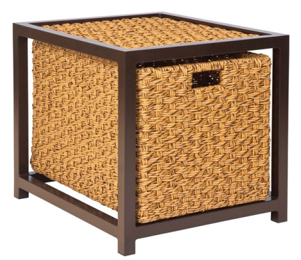  Model WCS520201 All Weather Wicker End Table w/Drawer - Glass Top 