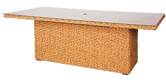  Model WCS520704 All Weather Wicker Rectangular Umbrella Table w/Glass Top 